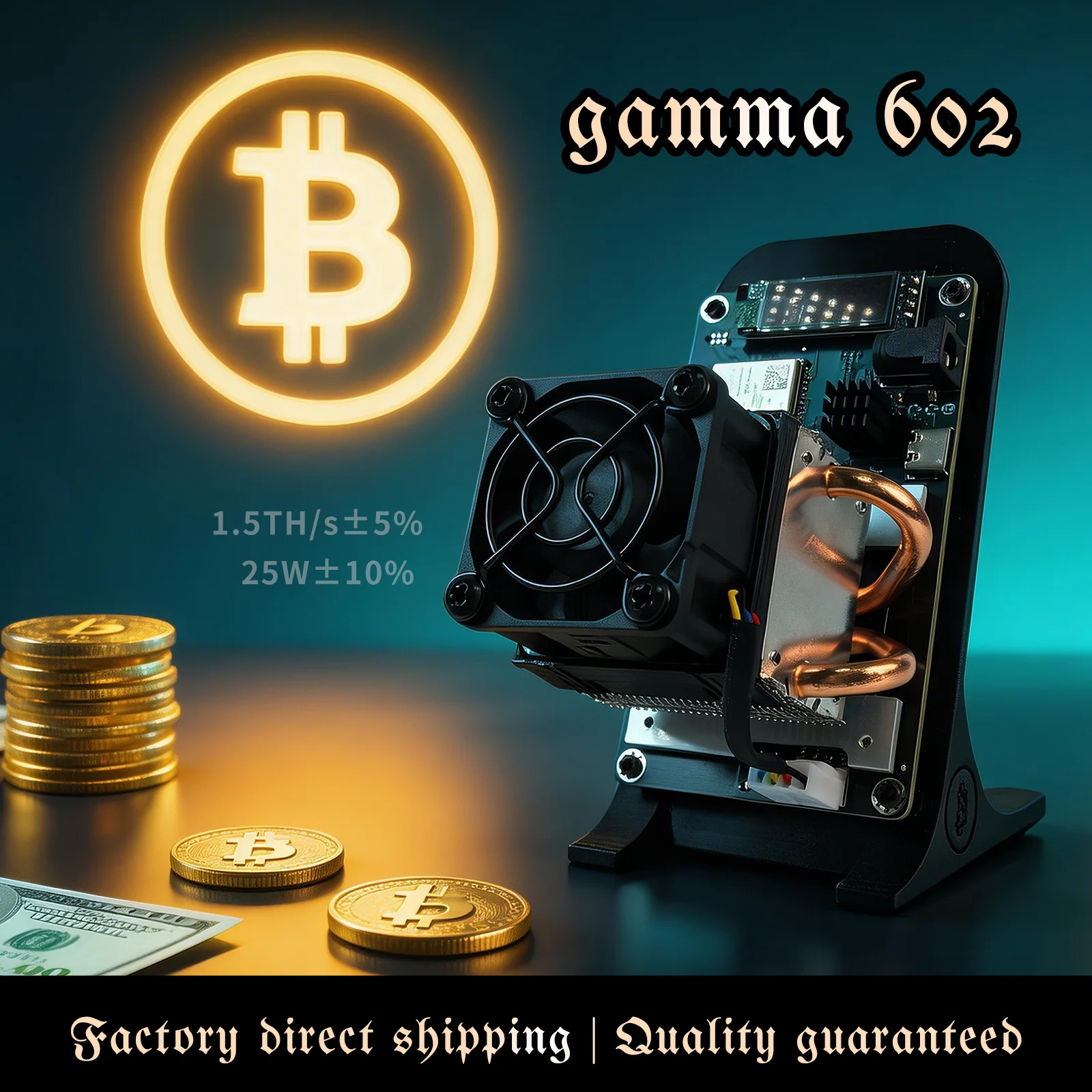 Bitaxe Gamma 602 Bitcoin Miner 1.5~1.7TH/s 25W, mini-miner ASIC BTC basse consommation, silencieux, prêt à l'emploi, machine de minage domestique