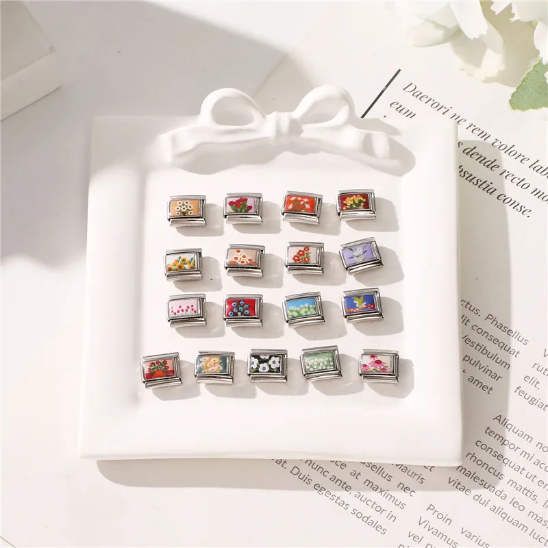 جديد روز توليب عباد الشمس زهرة الإيطالية سحر ربط صالح 9 مللي متر سوار الفولاذ المقاوم للصدأ النساء الرجال DIY بها بنفسك صنع هدية #6