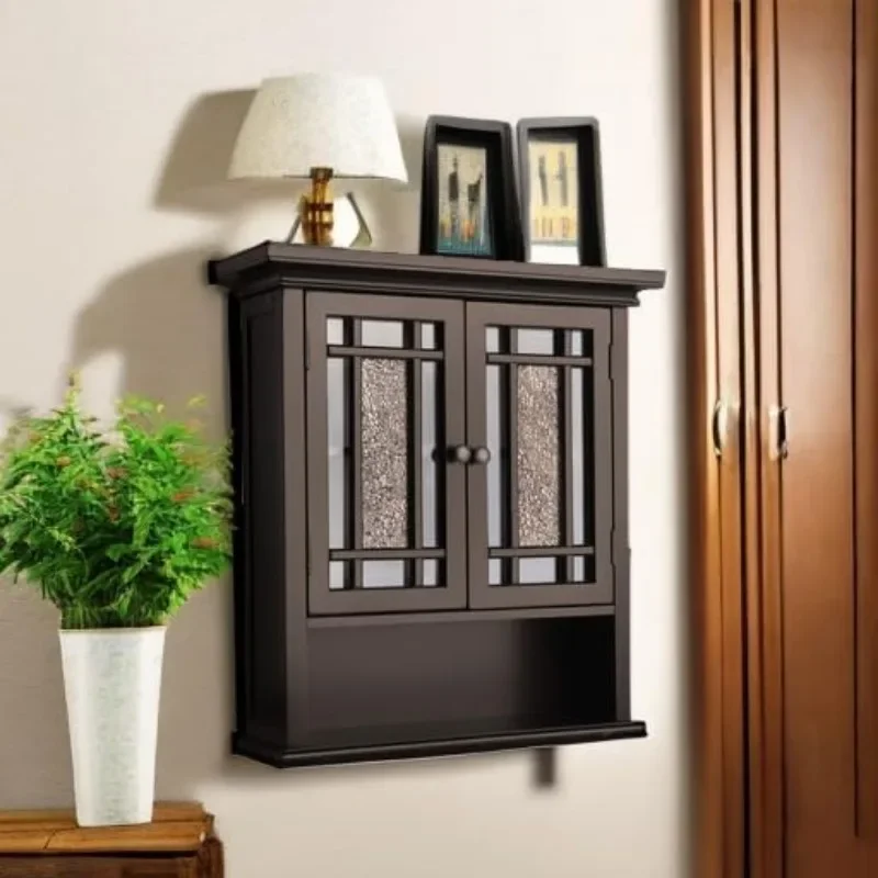 

Windsor Over The Toilet Removable Wall Medicine Cabinet with 1 Fixed and 1 Adjustable Shelves 3 Storage Spaces 2 Glass Mosaic