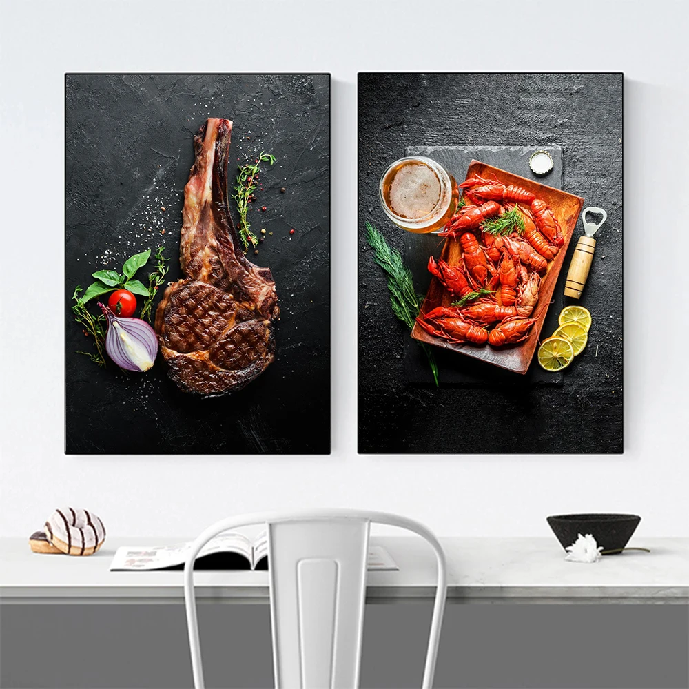 Mouth Watering Tempting Food Restaurant Kitchen Decoration Poster Canvas Printing Wall Art Picture for Room Home Decor