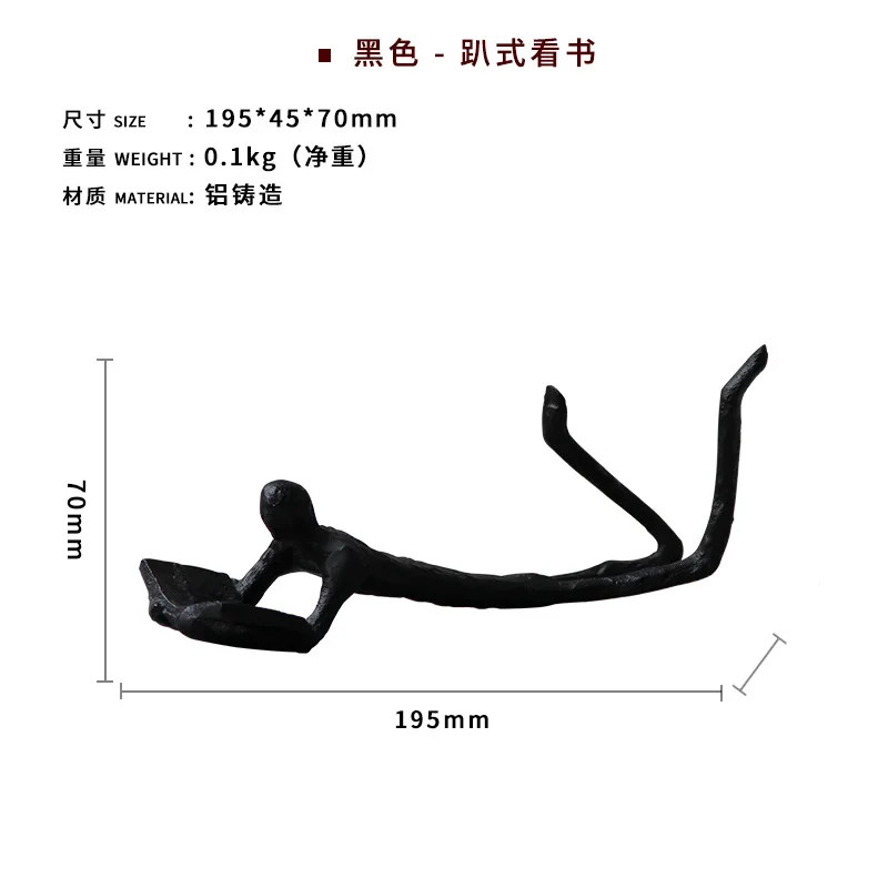Prone Posture Figures Reader Statue Alloy Artwork Desk Decoration Golden/black Reader Characters Sculpture Modern Home Decor