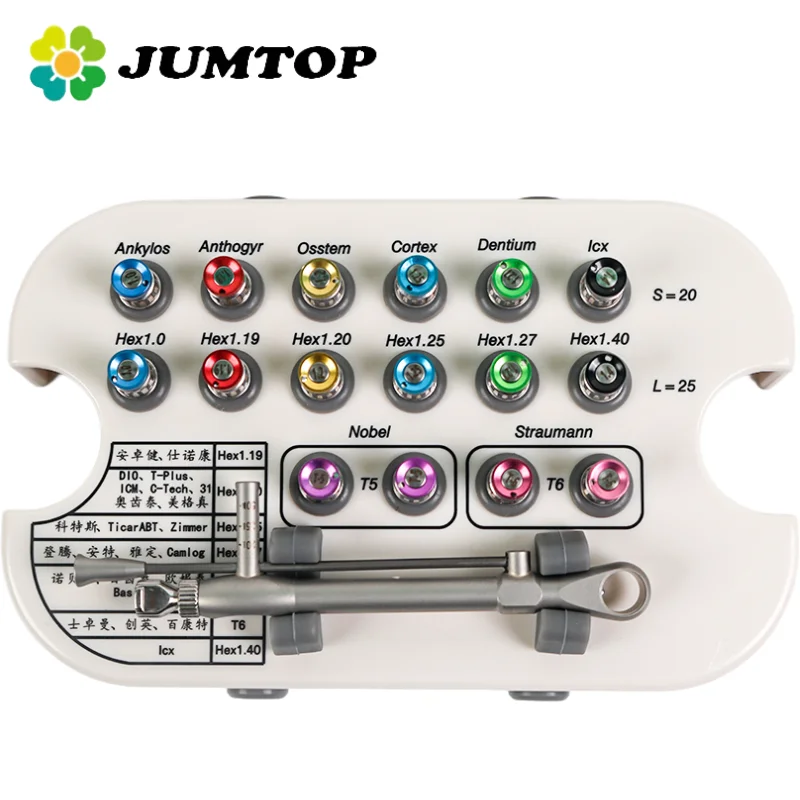 

JUMTOP Dental Equipment Implant Universal Repair Tool Torque Wrench Mini Colorful Machine Screw Drivers Kit Prosthetic Tool