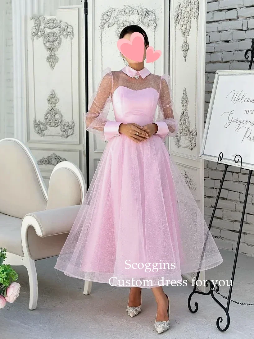 Scoggs-túnicas De cristal rosa De Arabia Saudita, vestido De princesa De línea a, personalizado, ocasión Formal, baile De graduación, vestidos De fiesta De noche