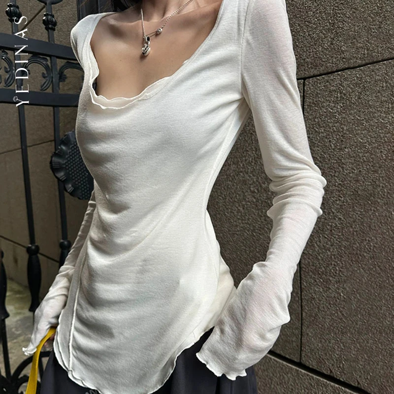 Yedinas レディース長袖Tシャツ カジュアル 韓国風 レビュー多数 秋物トップス 春物Tシャツ 女性服 おしゃれTシャツ 1