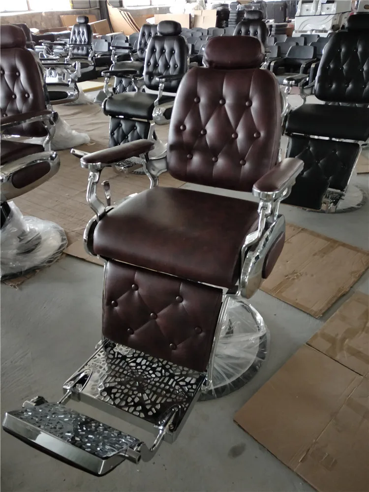 Luxury Barber Chair Electric Lift Cipri Material Metal Steel Bracket With Pedal Hair Salon Barber Chairs For Men