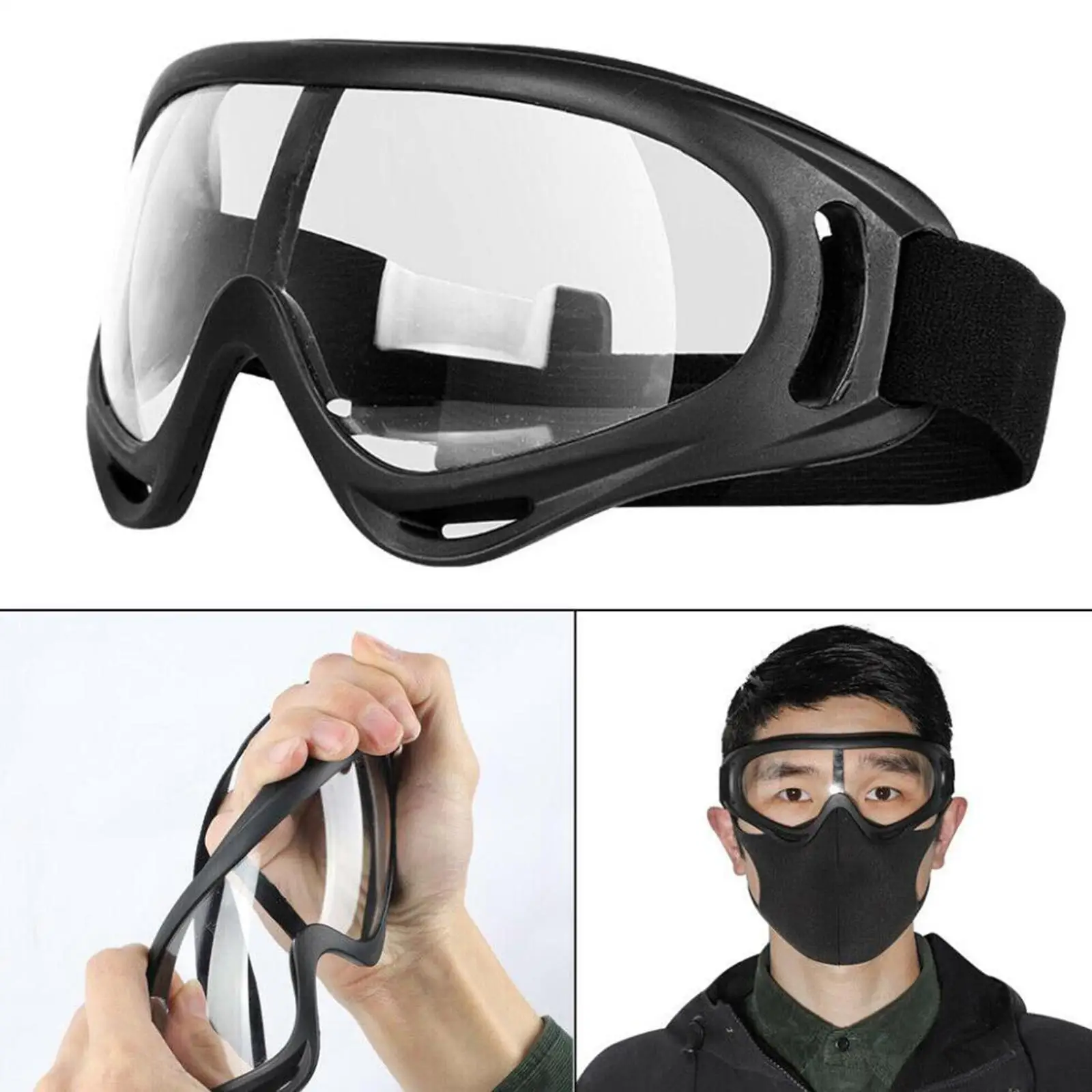 Clear Protective Safety Glasses Eye  Anti-fog PE Lens Goggles