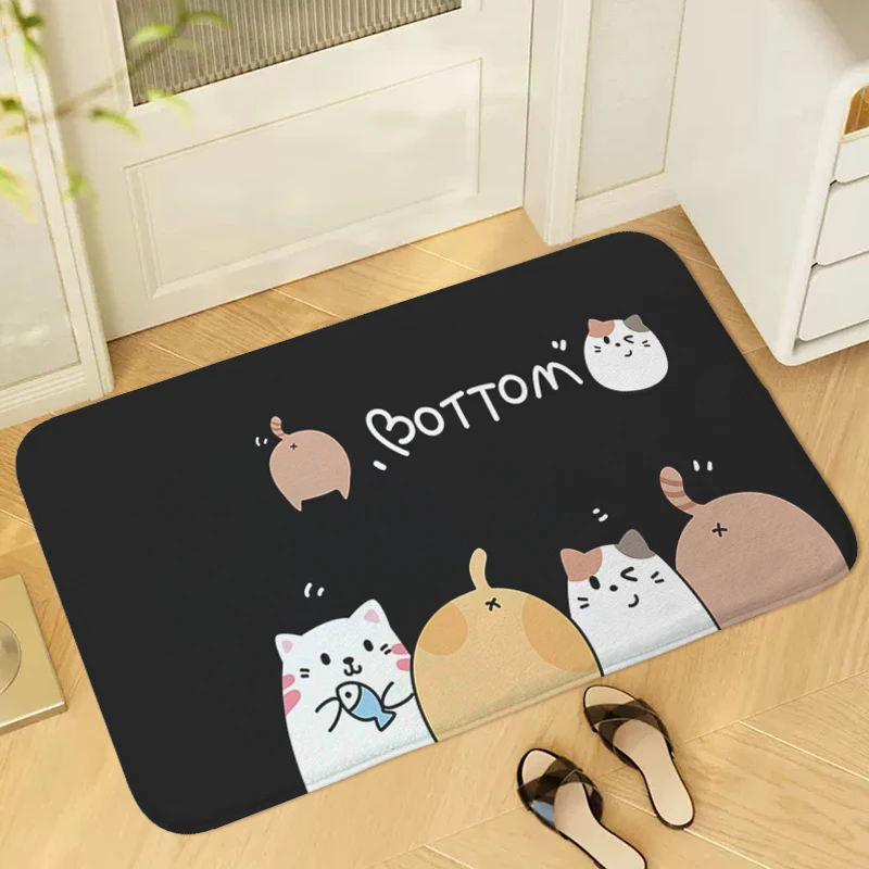 

Cute Cat Balcony Porch Foot Mat Non-slip Kitchen Corridor Carpet Custom Doormat Entrance Door Hallway Bedroom Bath Rug Home