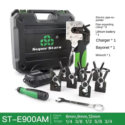 Copper Tube Electric Flaring Tool Kit  ST-E900A Cordless Expander for Automatic Flare  Manual Tools Set for HVAC & Refrigeration