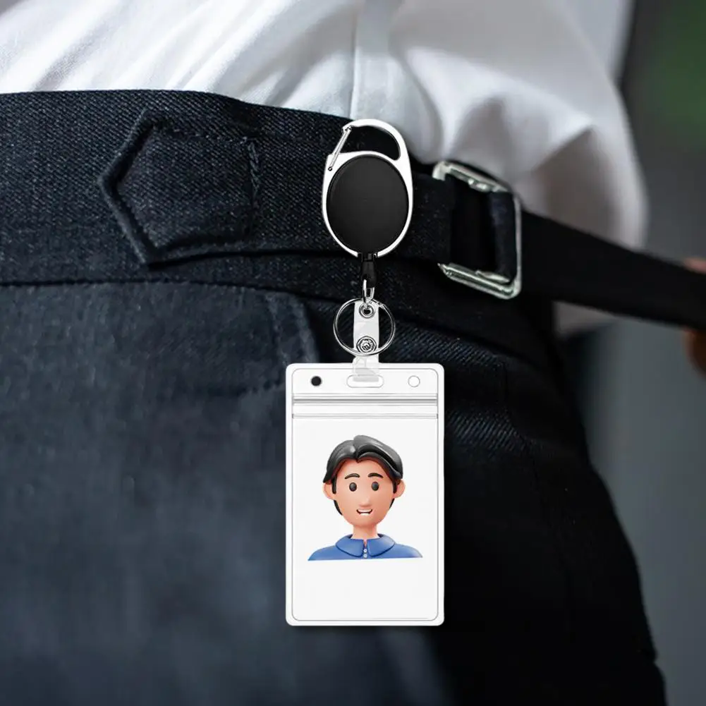ID Badge Holder With Clip Badge Reels Retractable Heavy Duty ID Card Vertical Lanyard Holder Name Tag Holder Office Supplies