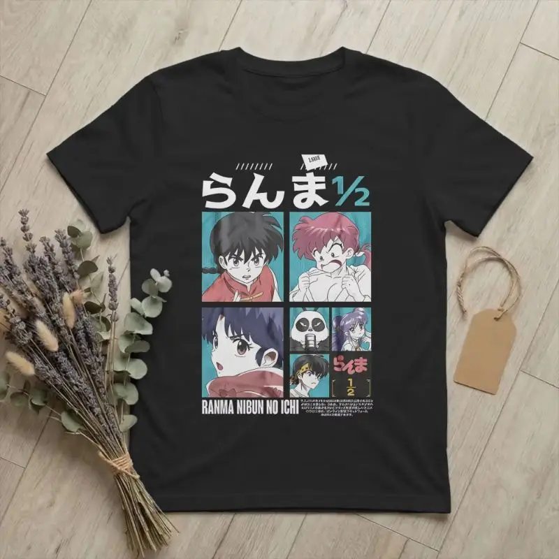 2026 Vintage Anime Style Character Grid Collage Graphic T Shirt Retro Manga Panel Front Print Casual Tee Oversized Men Women