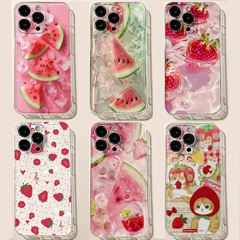 Fruit Strawberry Watermelon Phone Case For Samsung Galaxy S21 Plus Ultra Edge A04 A04E A31 A22 A51 A71 M54 M23 Note 20 Ultra