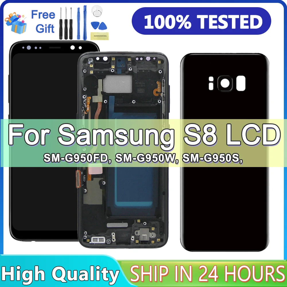 

Tested S8 LCD with frame Replacement,For SAMSUNG S8 G950 SM-G950FD Display Touch Screen Digitizer Assembly