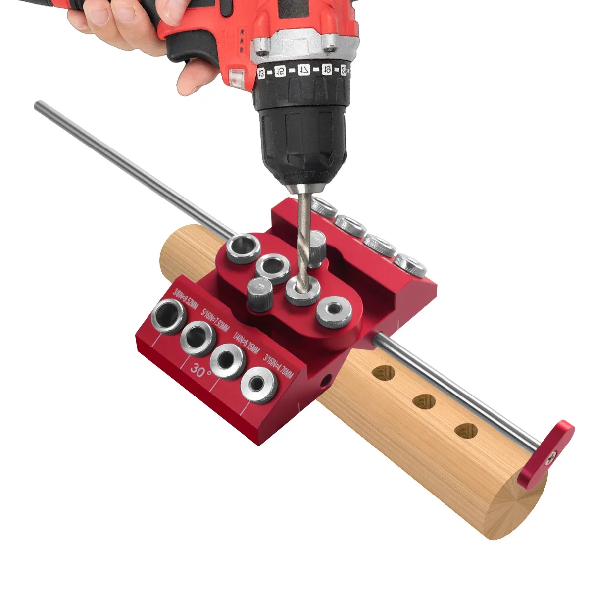 

30 45 90 Angled Drill Guide Jig with 4 Sizes Drill Holes for Flat Surface, Round Part, Corner Angled Straight Hole