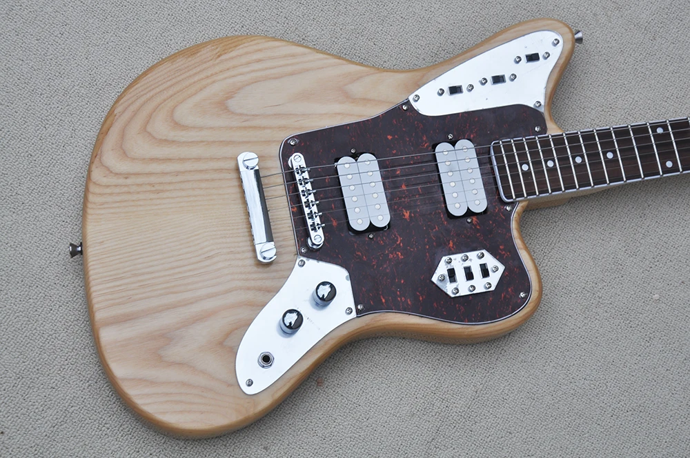 6 Strings Natural Wood Color Ash Electric Guitar with Humbuckers,Rosewood Fretboard,Can be Customized