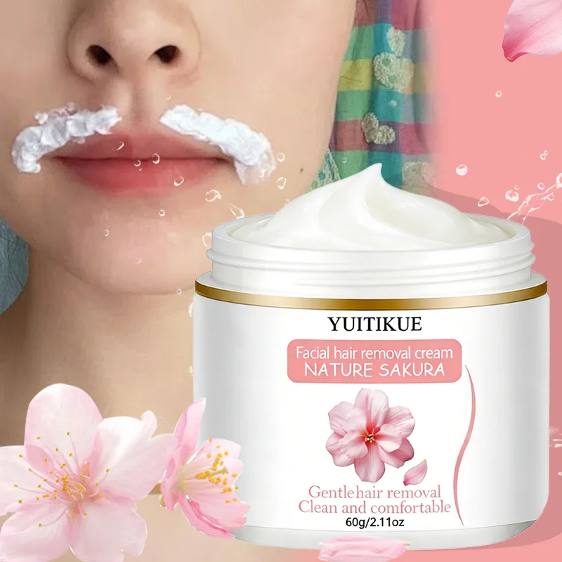 YUITIKUE Sakura-Infused Gentle Hair Removal Cream - Easy Application, Smooths Skin & Eliminates Facial Fine Hair