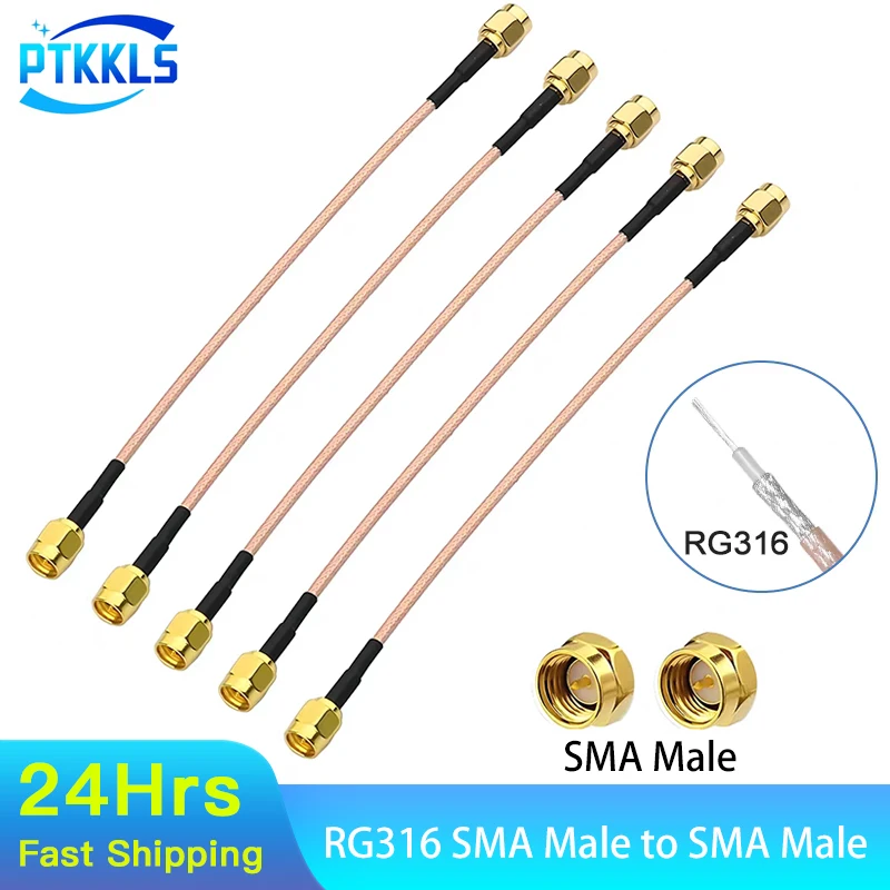 5PCS SMA Male to SMA Male Plug Jack RF Connector Pigtail Extension Cable RG316 Coax Jumper Cable 10cm 15cm 20cm 30cm 50cm 1FT