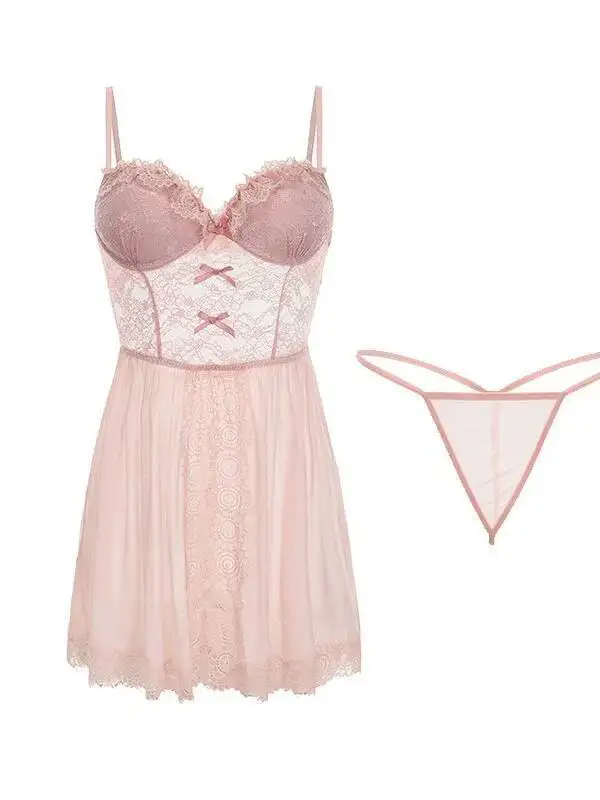 Élégant nouveau Style profond V dos nu Sexy pure dentelle rembourré robe couleur unie bretelles robe sans manches charmant pur désir KEV0