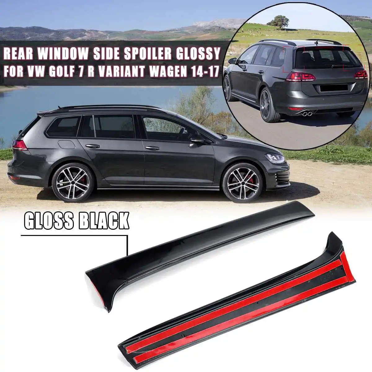 1 pair Car Rear Window Trim Lip Spoiler Canard Splitter Diffuser Side Edge Tail Flap For VW For Golf 7 R Variant Wagen 2014-2017