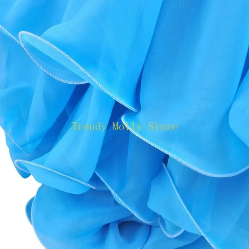 Gonna svasata danza del ventre in multicolore N5KB Costume pratico in poliestere con design a 3 strati con bordo per