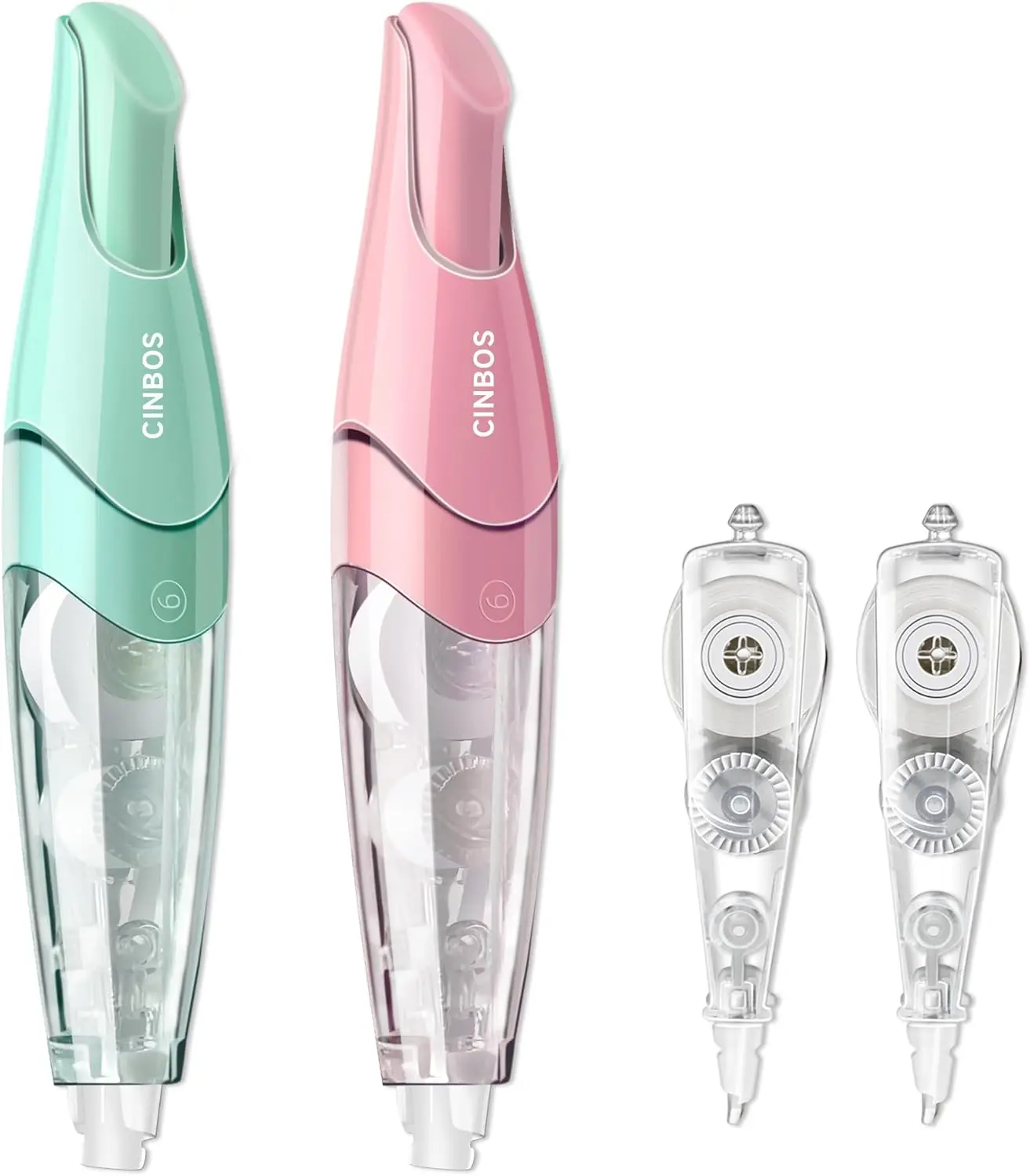 

Refillable Retractable Correction Tape, 4 PCS with 2 Extra Refills, Smooth White Pull Out for Office