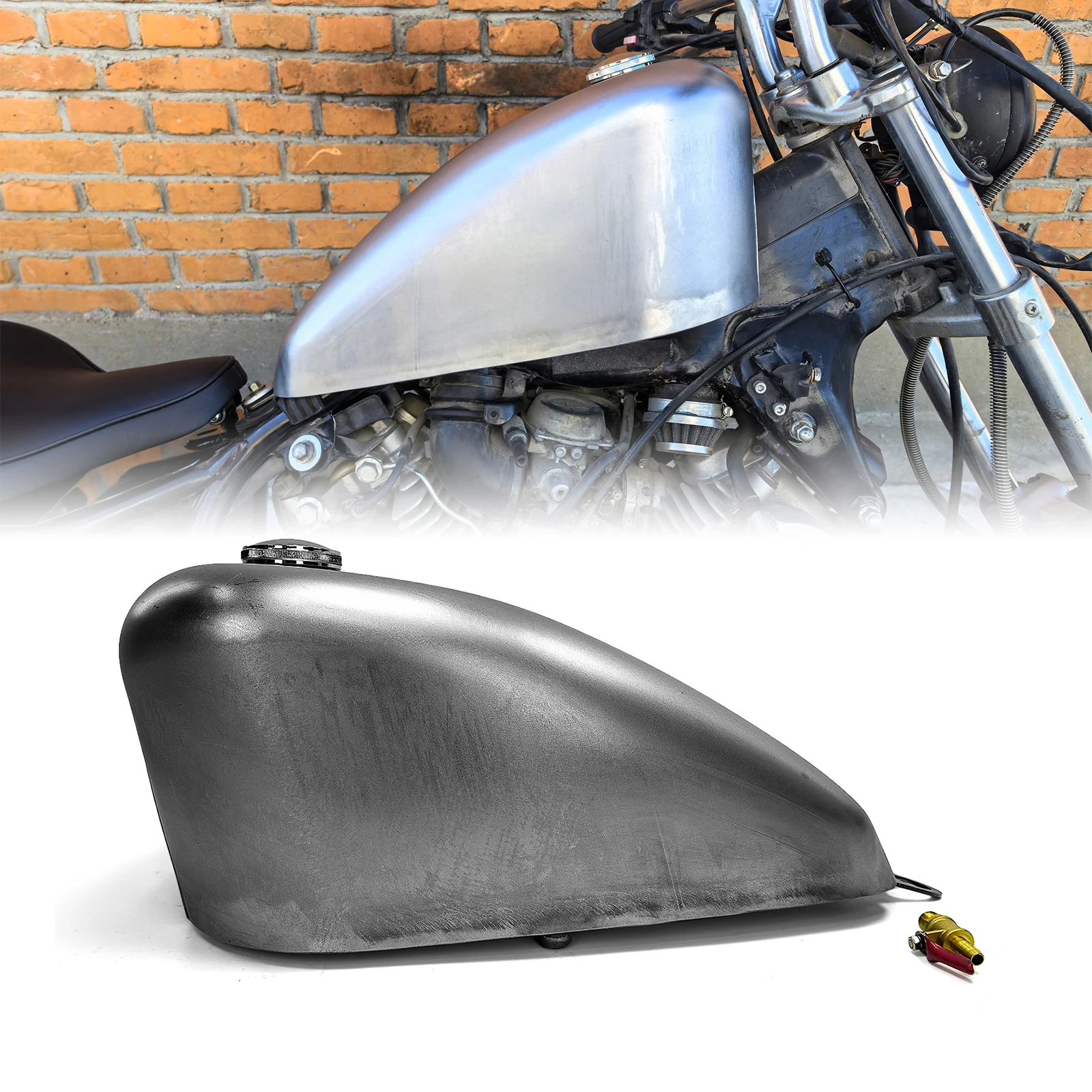 

10L Motorcycle Motorbike Petrol Oil Gas Fuel Tank With Cap For Yamaha XV750 XV1100 1988-1998