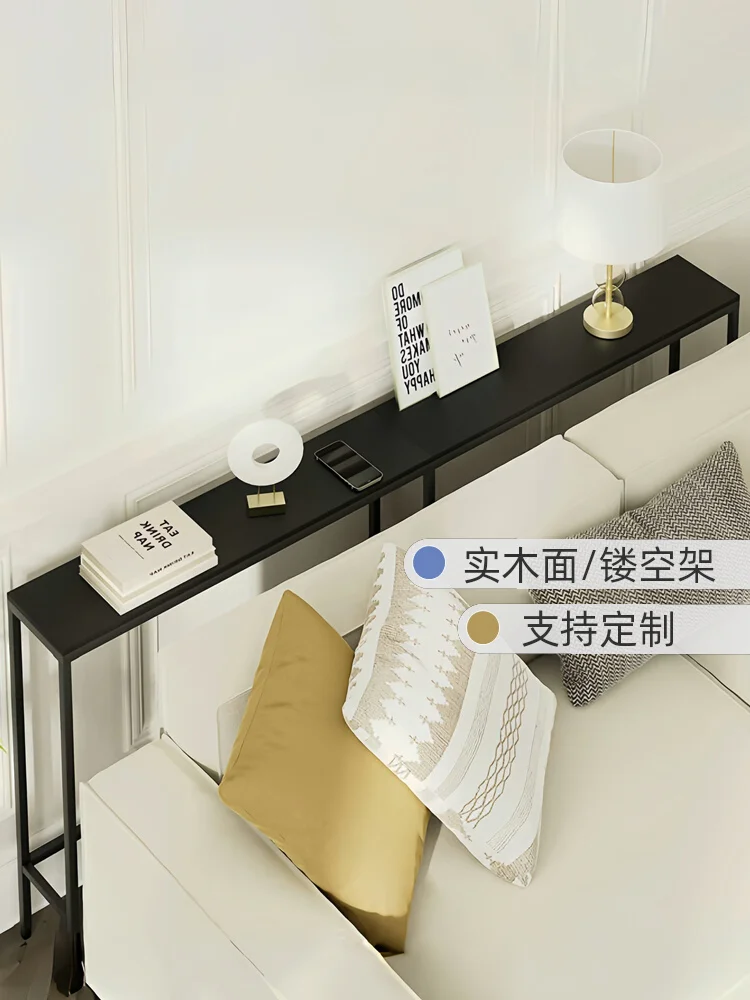 Sofa backrest cabinet floor-to-wall shelf bedside solid wood storage back a few extremely narrow bedside