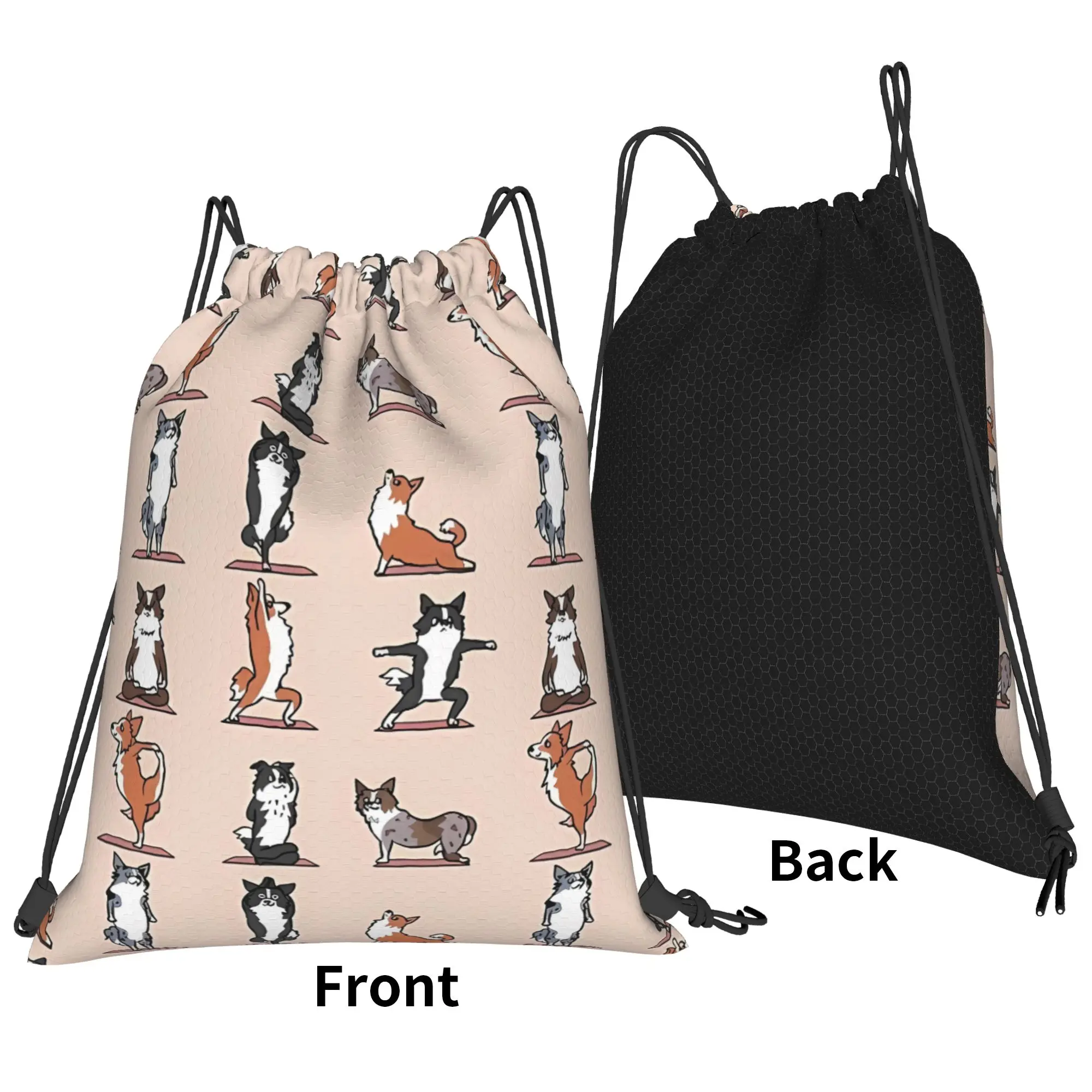 Border Collie Yoga Portable Travel Riding Gym Drawstring Storage Sporty Backpacks