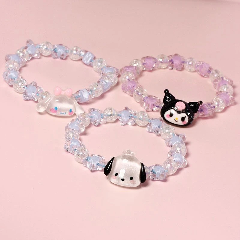 kawaii SanrioAnime Beaded Chain Cute Kuromi  Hello Kitty My Melody Girl Heart Decorative Bead Chain Animation Derivatives Gift