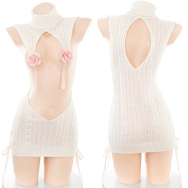 

Сексуальный костюм для косплея в стиле аниме: платье-свитер с открытым декольте, пижамный комплект, эротическое белье для ролевых игр, рождественский подарок