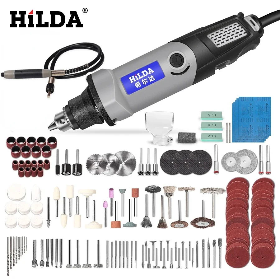 HILDA High-Power Engraver Electric Drill Engraving Rotary Tool 400W Machine with Flexible Shaft 6-Position Variable Speed Kit