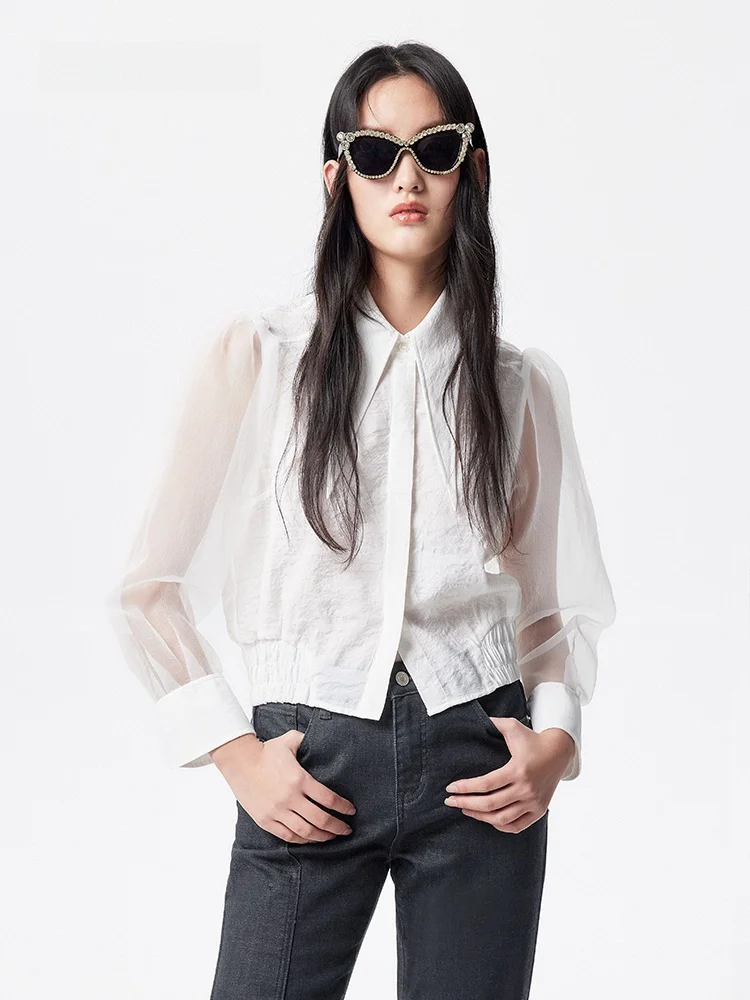 

Летняя новинка XMOOM: удлиненная блузка из лёгкого, прочного материала с уникальным дизайном, воротником и пуговицами, приталенного кроя для женщин...