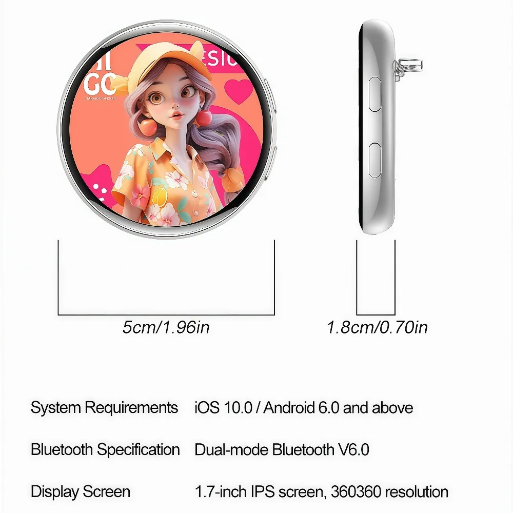 Pixel Digital Badge Anime Pin with Audio, Electronic Smart E-Badge for Video with Sound,Touch Screen Photo Display for Backpacks view 6
