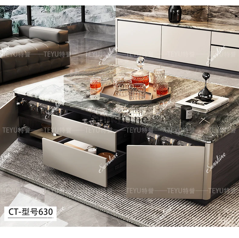Household solid wood light luxury high-end living room high-end natural luxury stone coffee table  FT