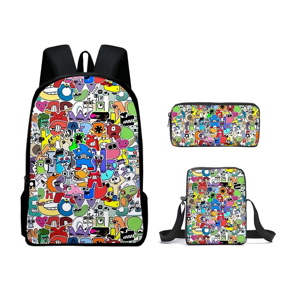 HOT 3PC Alphabet Legend Cartoon Digital Printing Schoolbag Alphabet Lore Satchel Children\'s  Anime Cartoon School Bag Mochila