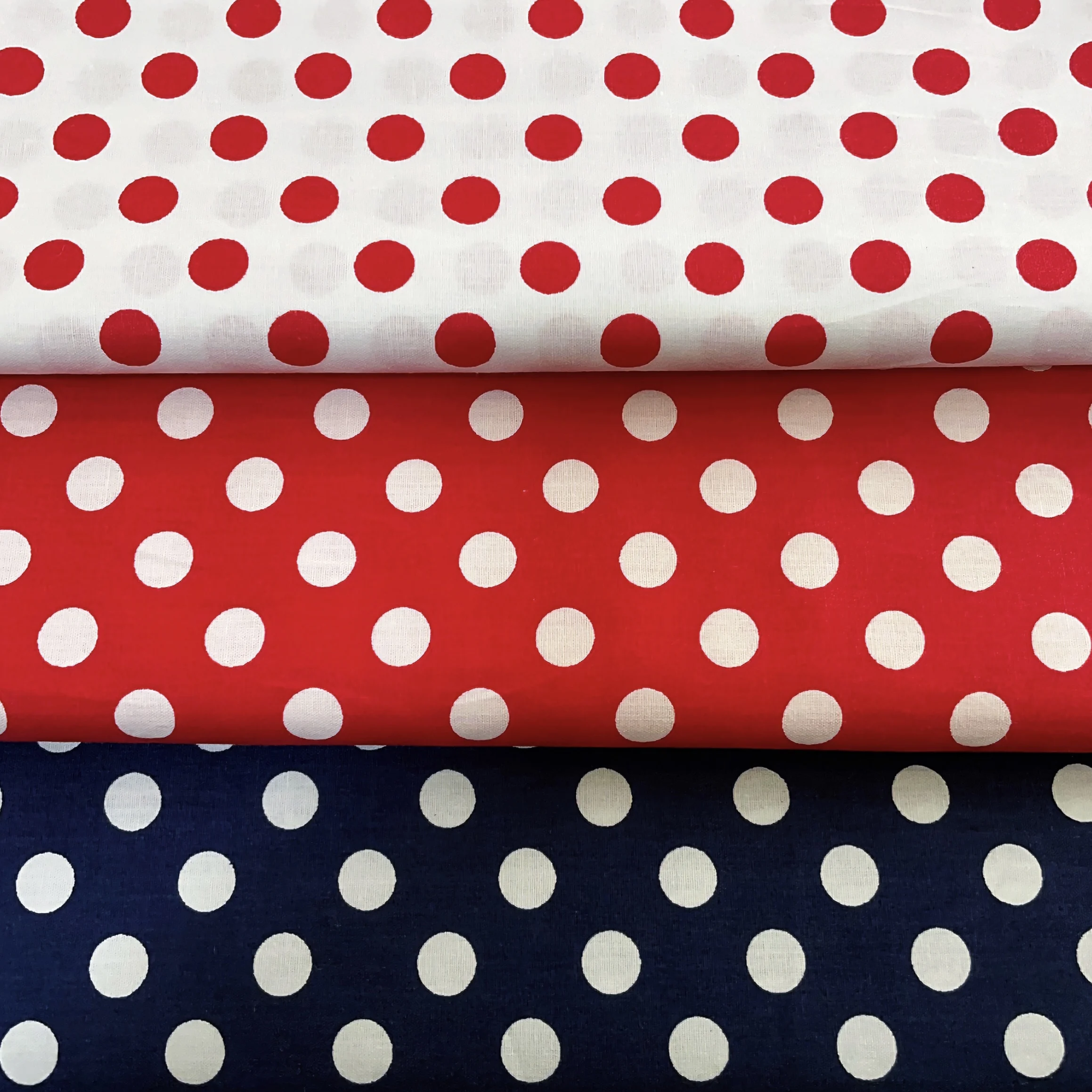 Soft Cotton Classic Polka Dot Fabric Navy Red White Dots Pattern Lightweight Cloth for Summer Dress Blouse DIY Craft Home Decor