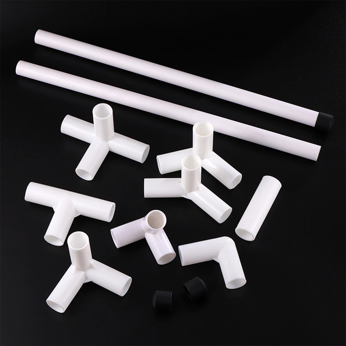 ID19mm PVC Connectors 60/90/120/135 Degree Tee Home Straight Elbow 4-Way End Cap White Joints DIY Simple Wardrobe Shoe Cabinet