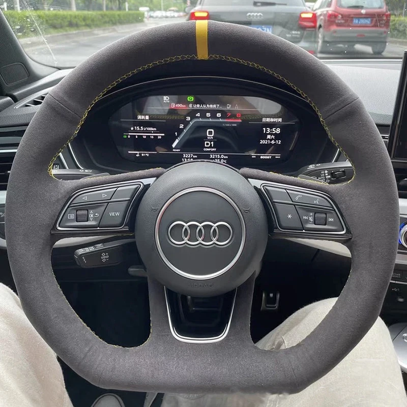 

Customized Non-slip Hand Stitched Suede Car Steering Wheel Cover Braid for Audi A1 8X A2 A3 Q3 Q5 Q2 A4 A5 A6 Avant