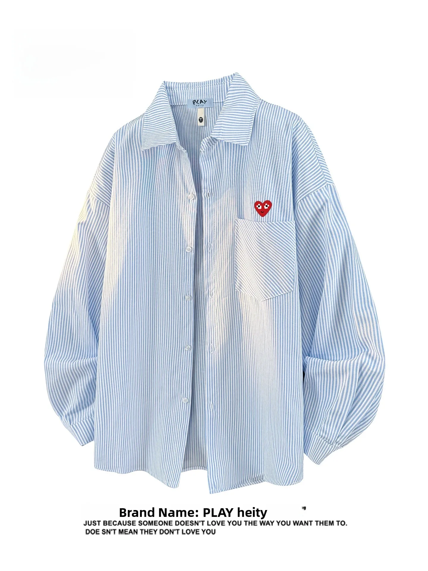 

Play Heity Casual Striped Long Sleeve Loose Fit Collared Shirt Unisex Breathable Polyester Cotton Blend Spring Summer Autumn