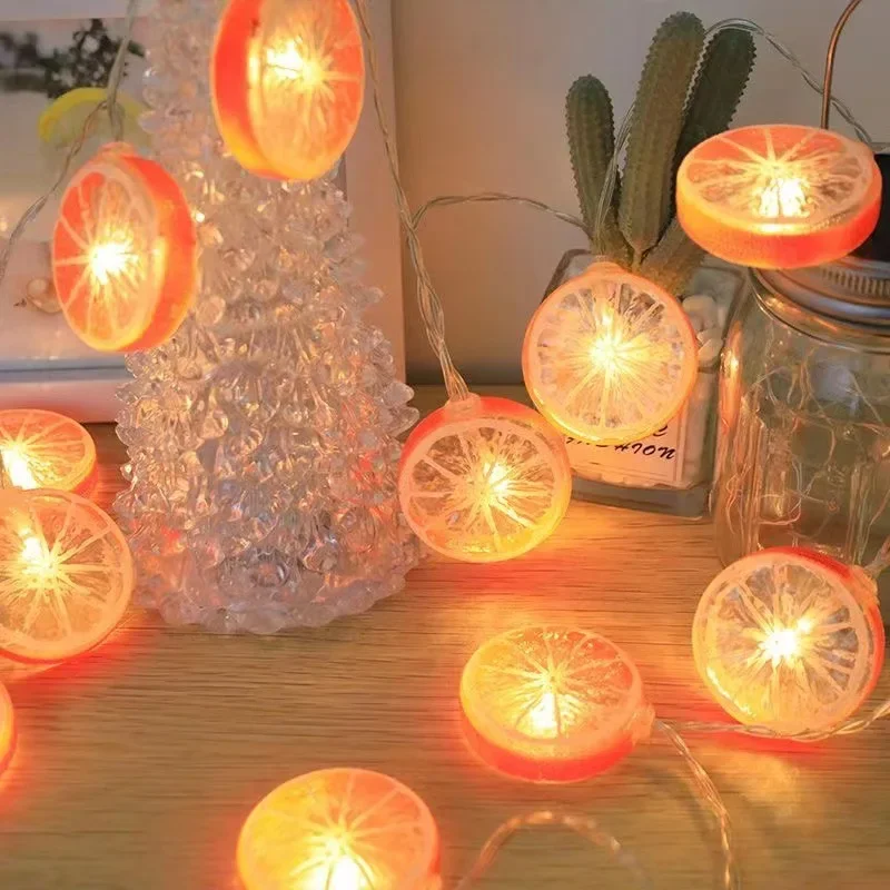LED Lemon Garland Orange Slices String Light Yard Wedding Home Party Bedroom Decoration Battery Lamps Holiday Lighting