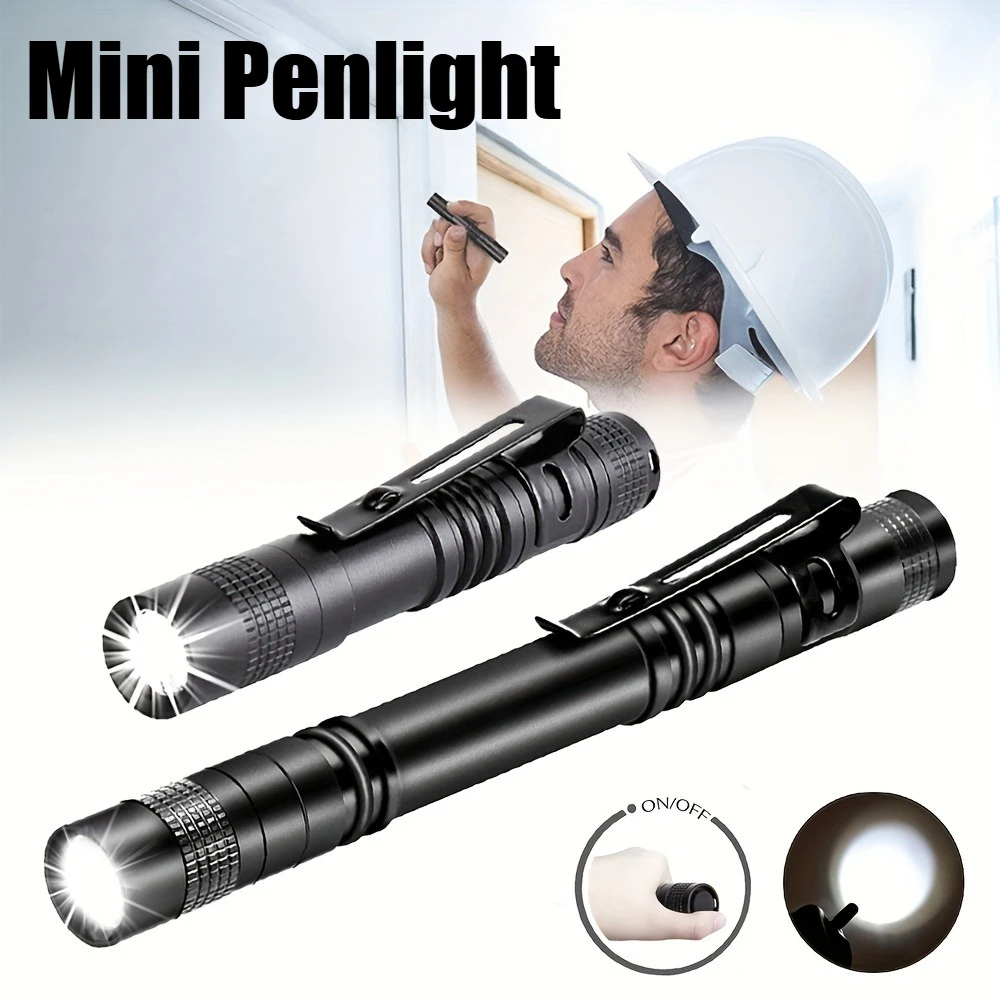 Small Mini LED Flashlight Handheld Pen Light Flashlight Tactical Pocket Torch with Portable Pen Clip, Outdoor Hat Clip Headlamp