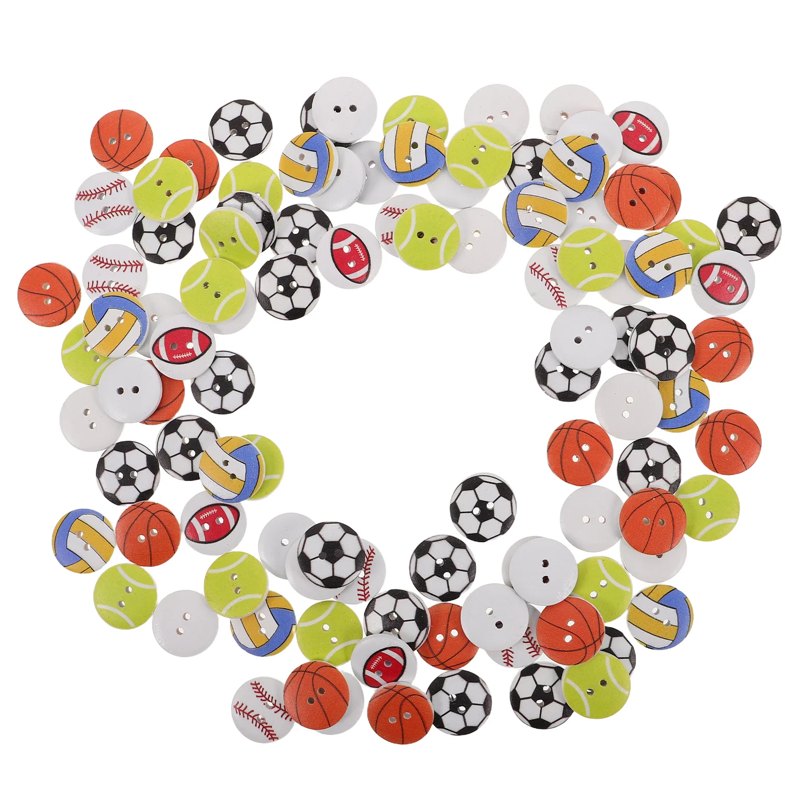 

100pcs Ball Buttons 2 Holes Wooden Crafts Sewing Clothes DIY Bulk Assorted Fashionable Trendy Collectors