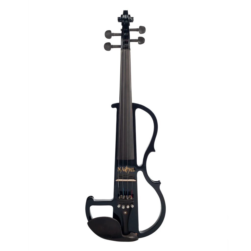 Naomi 4/4 Full Size Black Electric Violin/ Fiddle Set w/ Brazilwood Bow+ Canvas Case+ Audio Cable+ Rosin+Maple Bridge