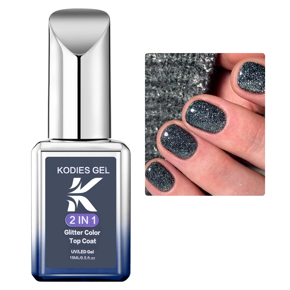 Kodies Gel Reflecterende Gel Polish Top Coat 2 In 1 Uv Glitter Sparkle Reflecterende Gel Vernis Semi Permanente Manicure Voor nagels Art