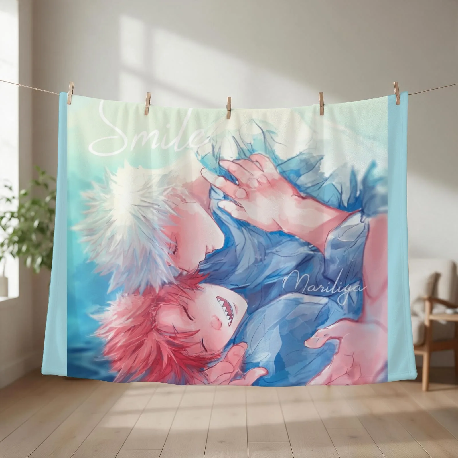 smile - Kiribaku Throw Blanket Single for winter Bed Flannel Fabric Blankets