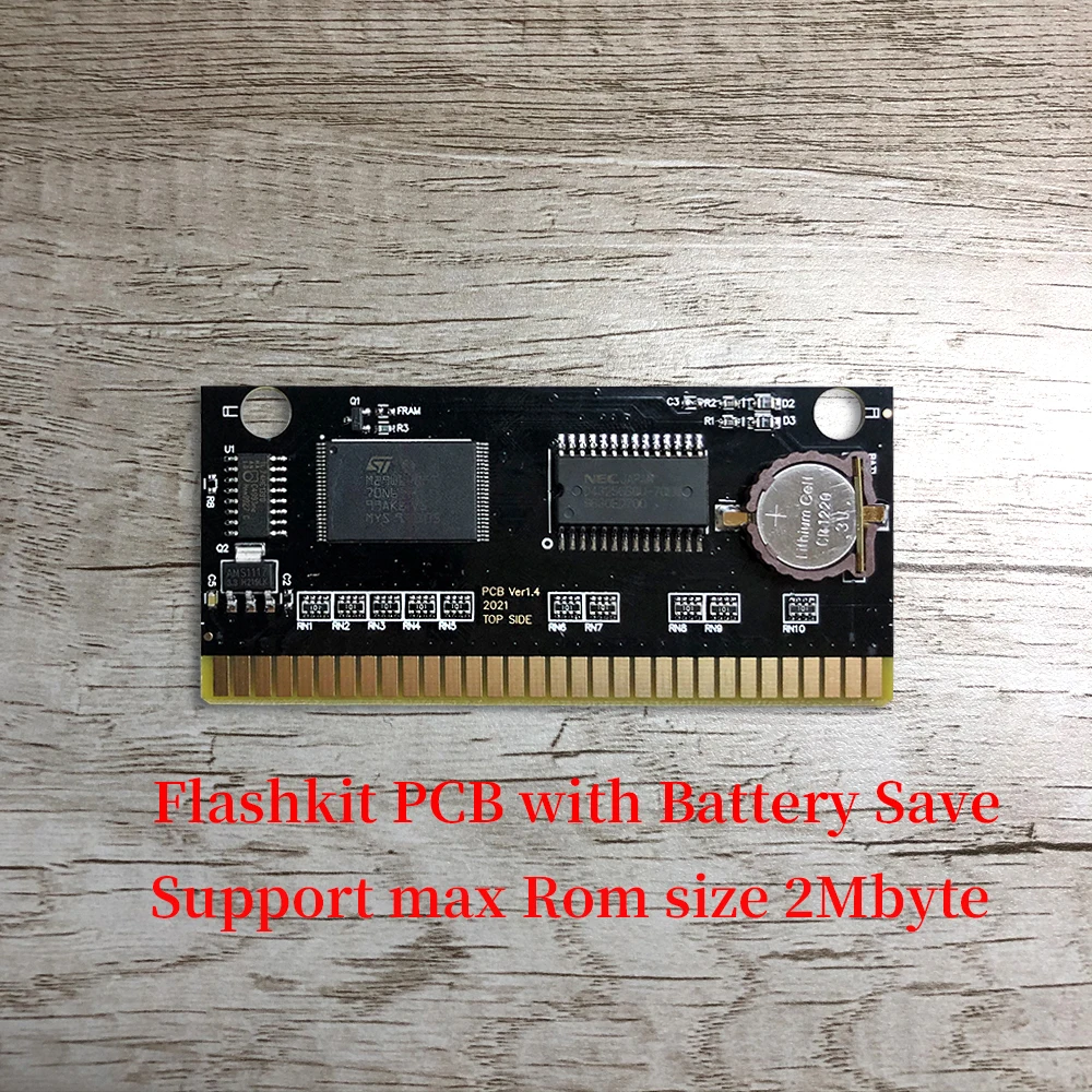 بطاقة KY Technology MD FlashKit قابلة لإعادة الكتابة بطاقة PCB ذهبية بدون إلكترول لخرطوشة وحدة تحكم ألعاب الفيديو Sega Megadrive Genesis