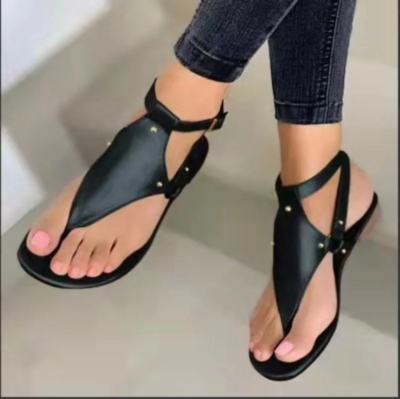 

Women's Sandals Fashion Leather Casual Sports Sandals Summer Pinch Toe Flat Sandals for Women Flip Flop Non Slip Beach Sandalias