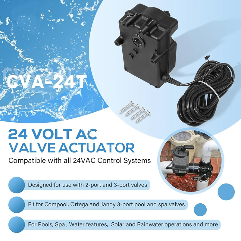 263045 CVA-24T Valve Actuator 180 Degree Rotation, 24 Volt AC Pool and Spa Actuator, for Ortega and Jandy 3-Port Valves