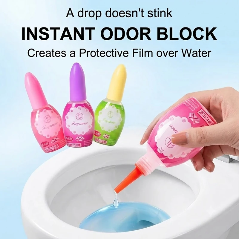 Instant Toilet Odor Eliminator Drops Potent Bathroom Air Freshener Concentrated Deodorizer for Fresh and Clean Restroom