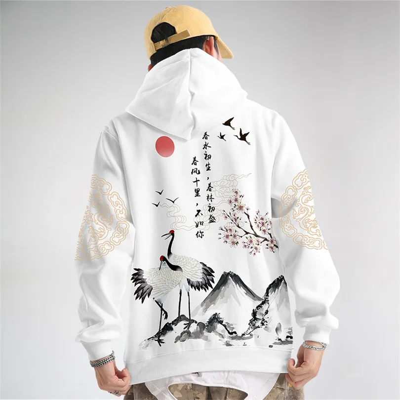 

2026 Kanagawa Wave Carp Print Hoodie Sweatshirt Autumn Winter Casual Oversized Hooded Hoodie Hip Hop Pullover Women Men Clothing