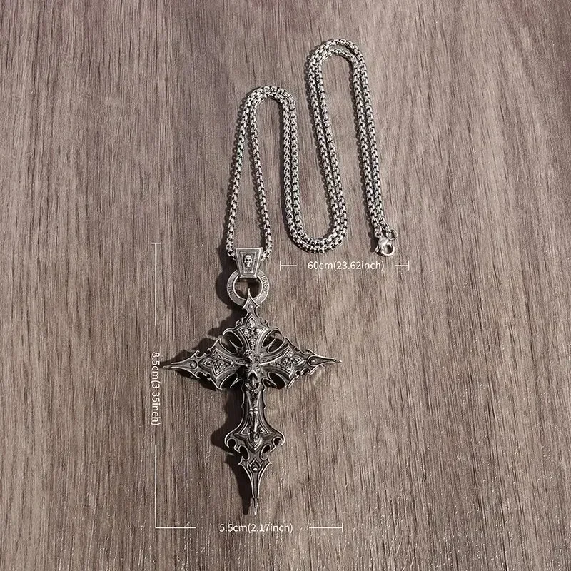 Dante Purgatory Cross Necklace Vintage Gothic Jesus Suffering Necklace Religious Christian Jewelry for Men and Women
